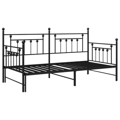 Afbeelding van vidaXL Dagbed Frame met Uitschuifbed Zwart 100x200 cm Staal