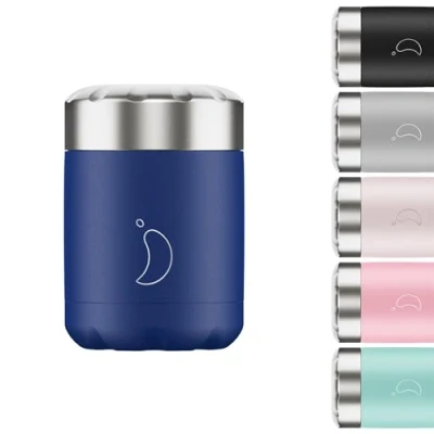 Afbeelding van Chilly&#039;s Voedselcontainer, herbruikbare voedselcontainer van hoogwaardig roestvrij staal, dubbelwandig geïsoleerd om levensmiddelen warm of koud te houden, mat blauw, 500 ml