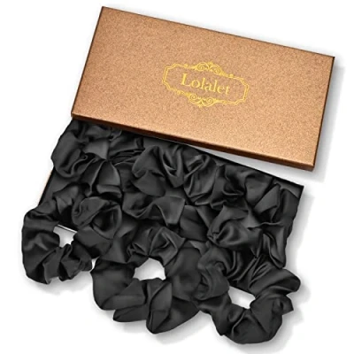 Afbeelding van Lolalet 6 haarelastiekjes van satijn, scrunchie met verschillende kleuren, elastische koorden voor meisjes en vrouwen alle leeftijden