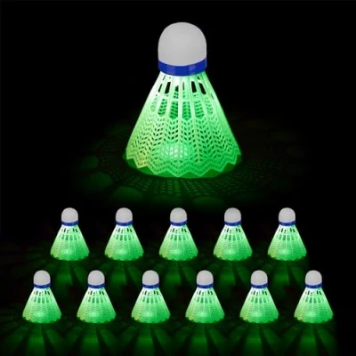 Afbeelding van Relaxdays badminton shuttles met licht set van 12 groene leds lichtgevende