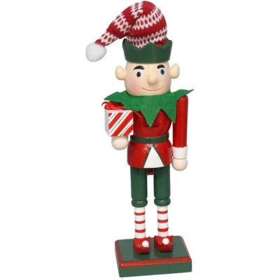 Afbeelding van Kleine soldaat met puntmuts en cadeau 25 cm Kerstdecoratie