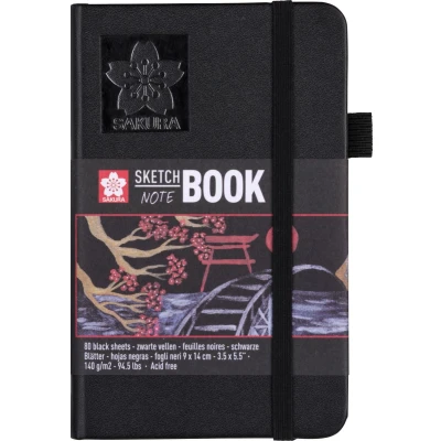 Afbeelding van Sakura schetsboek, 80 vel, 140 g/m², ft 9 x 14 cm, zwart papier schetsblok