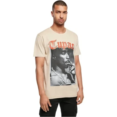 Afbeelding van Mister Tee Tupac California Love Heren T shirt XS Beige