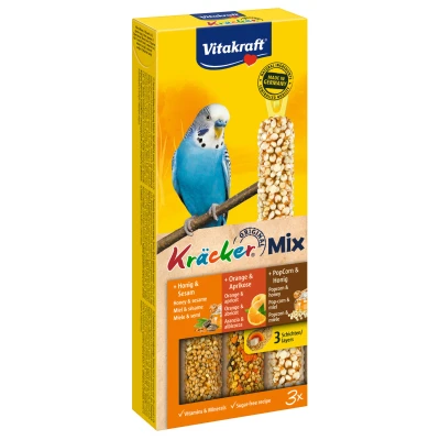 Afbeelding van Vitakraft Parkiet Kracker 3 stuks Vogelsnack Honing&amp;Sinaasappel&amp;Popcorn