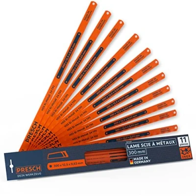 Afbeelding van Presch Metaalzaagbladenset, 300 mm, 11 stuks, originele zaagbladen voor handzagen, metaalzaagblad mm non ferrometalen (koper), roestvrij staal, pvc