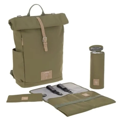 Image de LÄSSIG Bébé Sac À Dos Langer Avec Matelas Langer, Fixation Pour Poussette, Porte Bouteille Produit Durablement/Gre Rolltop Backpack Olive