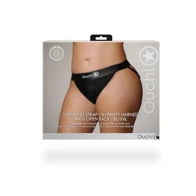 Afbeelding van Shots Ouch! OU831BLKXLXXL1 Vibrating Strap on Panty Harness, Open Back Black XL/XXL