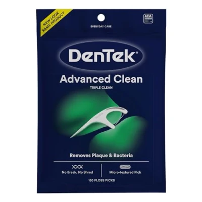 Afbeelding van DenTek Triple Clean Geavanceerde Floss picks geen pauze en versnippering 150 stuks