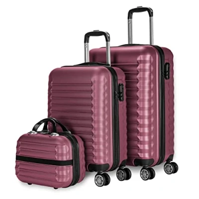 Afbeelding van NUMADA 3/4 delige set hard case koffers, koffer 53 cm, medium 63 groot 75 cm en toilettas duurzaam, licht veilig