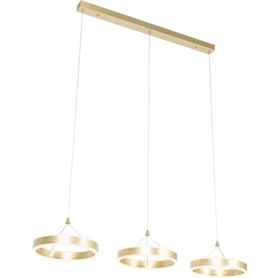 Afbeelding van QAZQA Hanglamp messing langwerpig incl. LED 3 staps dimbaar lichts