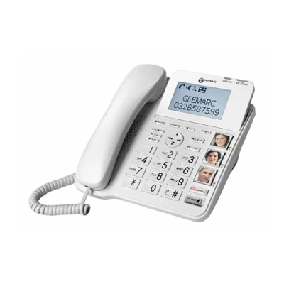 Afbeelding van Geemarc CL595 Vaste seniorentelefoon Antwoordapparaat, Handsfree, Optisch belsignaal, Compatibel voor hoorapparatuur, Incl. noodoproep, Met basis