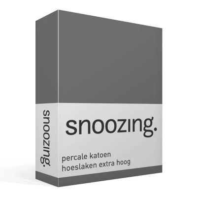 Afbeelding van Snoozing Hoeslaken Extra hoog Eenpersoons 80x220 cm Percale katoen Antraciet