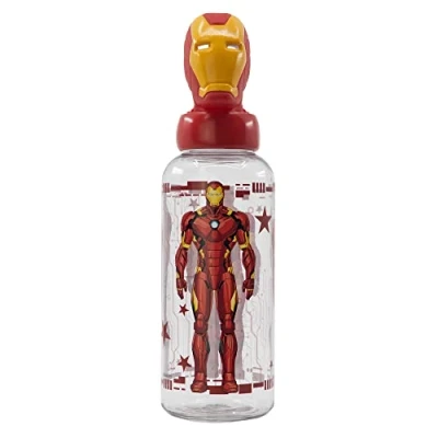 Afbeelding van Stor Los Avengers herbruikbare waterfles voor jongens en meisjes met 3D figuurdop 560 ml inhoud van Iron Man
