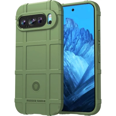 Afbeelding van iMoshion Hoesje Geschikt voor Google Pixel 9 Siliconen Rugged Shield Backcover Donkergroen