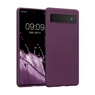 Afbeelding van kwmobile telefoonhoesje geschikt voor Google Pixel 6a Hoesje met siliconen coating Smartphone case in bordeaux violet