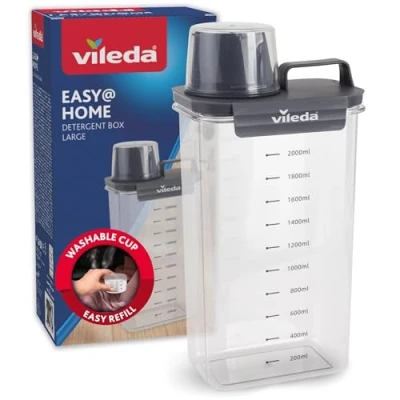 Afbeelding van Vileda Wasmiddelbox 2300 ml grijs praktische opslag voor waspoeder met maatbeker nauwkeurige dosering luchtdicht en ruimtebesparend
