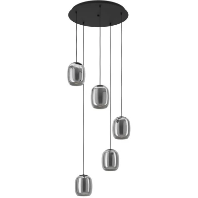 Afbeelding van EGLO Ciampino Hanglamp E27 Ø 54 cm Zwart/Grijs Glas