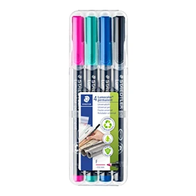 Afbeelding van Viltstift Staedtler Lumocolor 318 permanent F set à 4 kleuren
