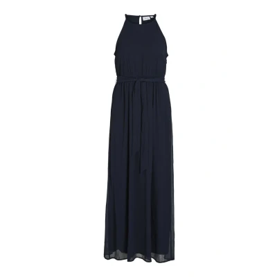 Afbeelding van VILA Vifalia Belted Maxijurk, Dames, Maat: 34, Navy blazer