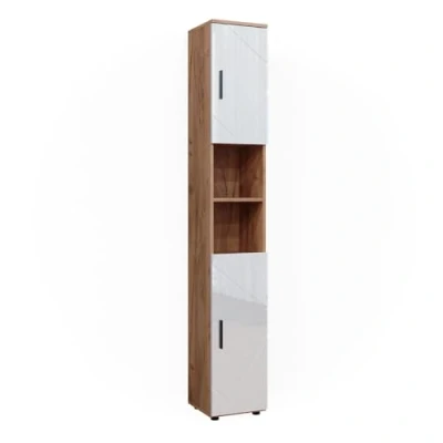 Afbeelding van Vicco Badkamerkast Irma, Eiken/Wit Hoogglans, 30 x 192 cm met deuren en open vakken