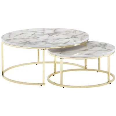 Afbeelding van Sky Style Cherie Salontafel Set Wit / Goud