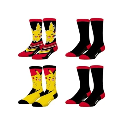 Afbeelding van FREEGUN Pokemon herensokken, Pikachu herensokken (4 stuks), geel/rood/zwart/wit