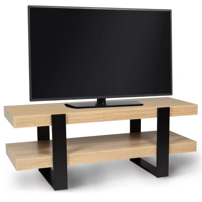 Image de Meuble TV double plateau PHOENIX bois et noir 114 cm
