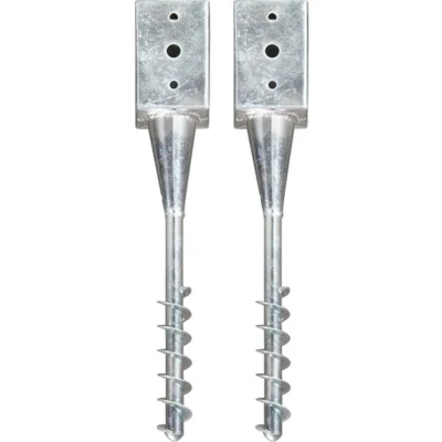Afbeelding van Grondpinnen 2 st 9x9x56 cm gegalvaniseerd staal zilverkleurig