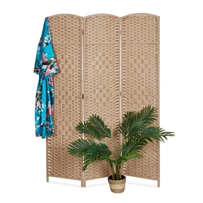 Afbeelding van Relaxdays kamerscherm 3 delig 170 x 120 cm voor binnen hout papier natuur