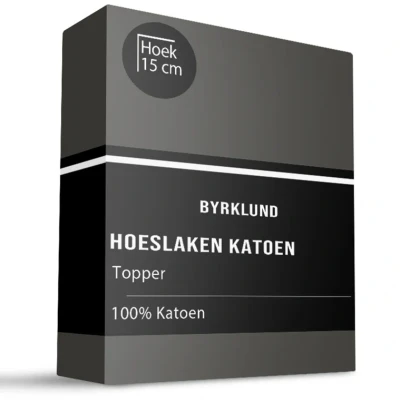 Afbeelding van Byrklund Katoenen Hoeslaken Topper 180x220 100% Katoen Antraciet