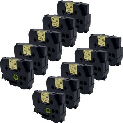 Afbeelding van DULA Brother Compatible label tape Tze 851 10 cassettes P Touch Zwart op goud 24mm x 8m