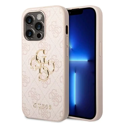 Image de Guess Coque arrière rigide pour iPhone 14 Pro Max métal Logo Rose