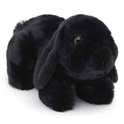 Afbeelding van Uni Toys Zwart Ram konijn, liggend 20 cm (lengte) pluche konijn pluche, knuffeldier