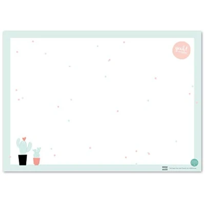 Afbeelding van TYSK Design Bureauonderlegger, cactus blanco (design naar keuze), tafelonderlegger van papier om af te scheuren, DIN A3 to dolijst, notitieblok, weekplanner