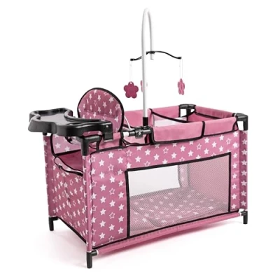 Afbeelding van Multibed voor poppen tot 46cm donkerroze