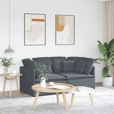 Image de vidaXL Canapé modulaire avec coussins en velours gris foncé3321250