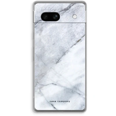 Afbeelding van Case Company® hoesje geschikt voor Google Pixel 7A Witte marmer Soft Cover Telefoonhoesje Bescherming aan alle Kanten en Schermrand