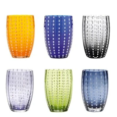 Afbeelding van Zafferano Handbewerkte tumbler glazen kralen van helder gekleurd glas cl 32h 109mm d 71mm 6 stuks verschillende kleuren