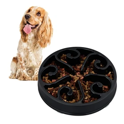 Afbeelding van Relaxdays anti schrokbak hond grote voerbak tegen schrokken hondenvoerbak 1500 ml zwart