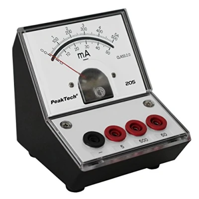 Afbeelding van PeakTech P 205 04 Analoge stroommeter/ampèremeter met spiegelschaal 0... 50mA / 500mA 5A DC