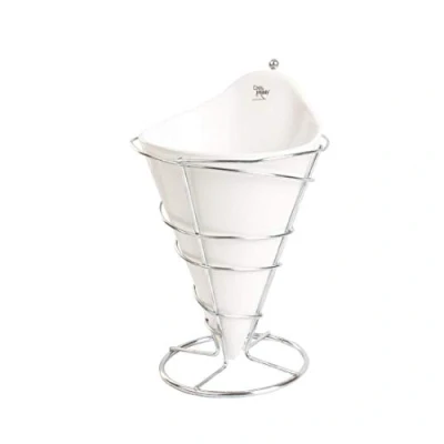 Afbeelding van Cosy &amp; Trendy Frietzak Wit ø 12 cm Met RVS Houder