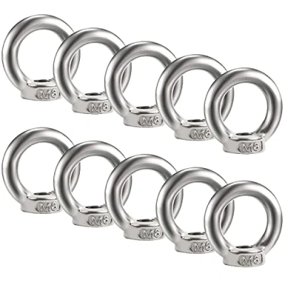 Afbeelding van Bolatus Set van 10 oogmoeren M6 roestvrij staal 304 schroefdraad materiaal oogjes voor het optillen accessoires
