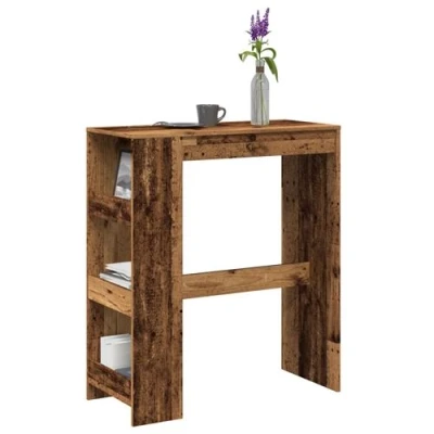 Image de vidaXL Table de bar avec étagères vieux bois d&#039;ingénierie854380