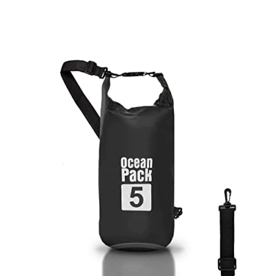 Afbeelding van Waterdichte rugzak, 5/10/20 l, Dry Bag Zee, tas, verstelbare schouderriem, voor boot, vissen, rafting, strand, watersport, beschermt telefoon/zilver/kaart/sleutel, zwart., tas