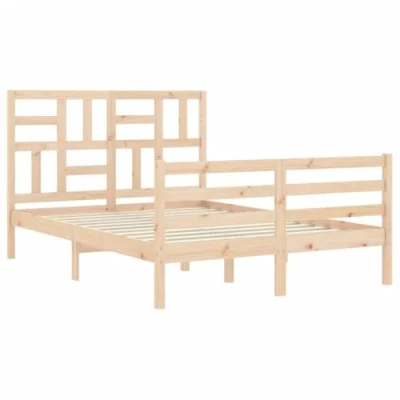 Afbeelding van vidaXL Bedframe met hoofdbord massief hout