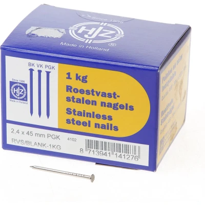 Afbeelding van Hjz RVS nagels plat geruite kop 2.4 x 45mm 1kg