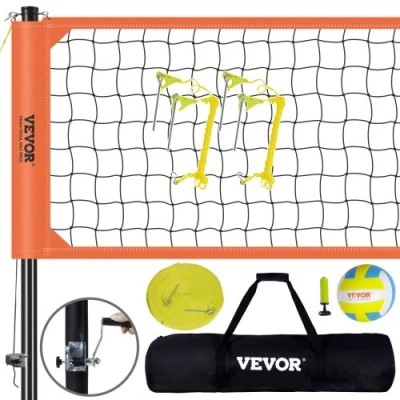 Image de VEVOR Filet de Volley ball Portable d&#039;Extérieur, Poteaux en Alu à Hauteur Réglable, Ensemble Professionnel avec Ballon PVC, Pompe et Sac, pour Jardin, Plage, Pelouse