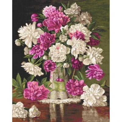 Afbeelding van Luca S Red and White Peonies borduren (pakket) B608