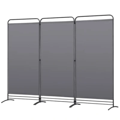 Afbeelding van Angel Living Windscherm met 3 panelen, opvouwbaar, kamerverdeler, onafhankelijke paneelverdeler, wandverdeler, visuele scheiding, voor kantoren, slaapkamer, 243 x 180 cm (grijs)