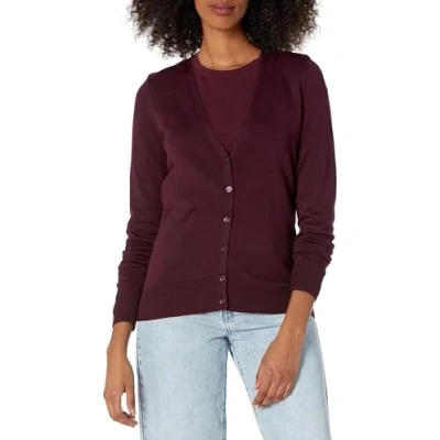 Image de Amazon Essentials Cardigan léger à col en V (grande taille disponible) Kvinnors, Bordeaux, L